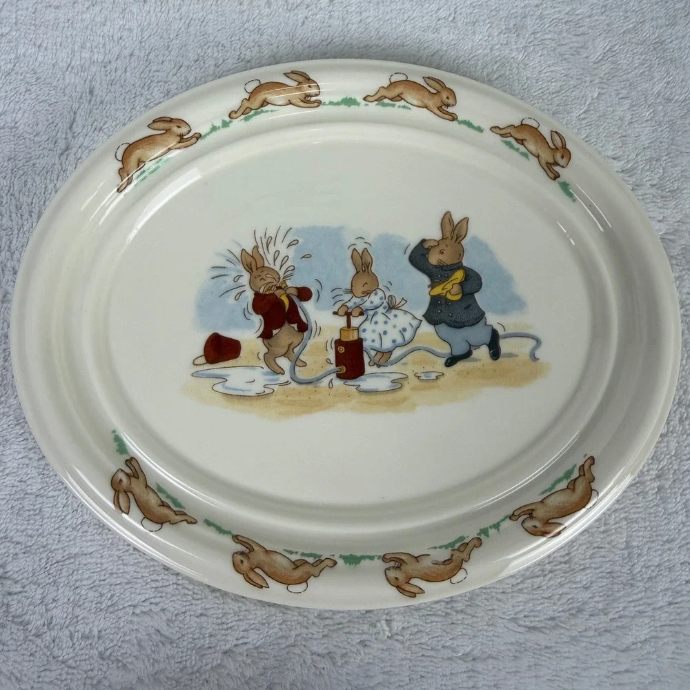 Royal Doulton Bunnykins Oval Plates Set of 2 English Fine Bone China‎ Vintage